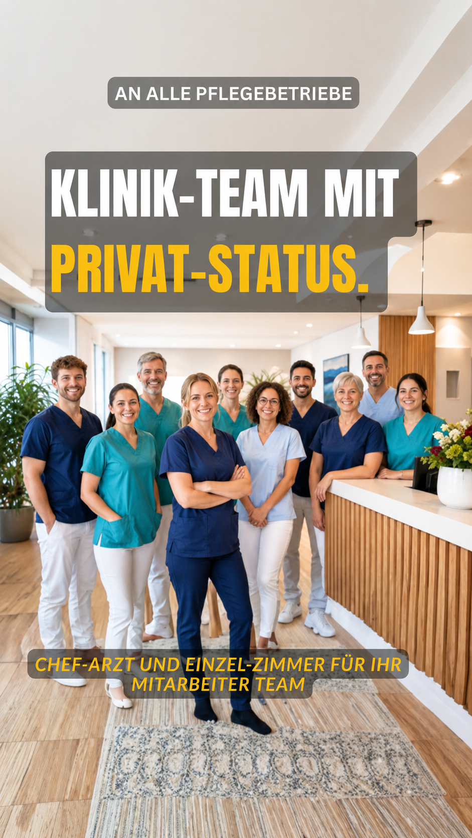 Klinik-Team mit Privat-Status